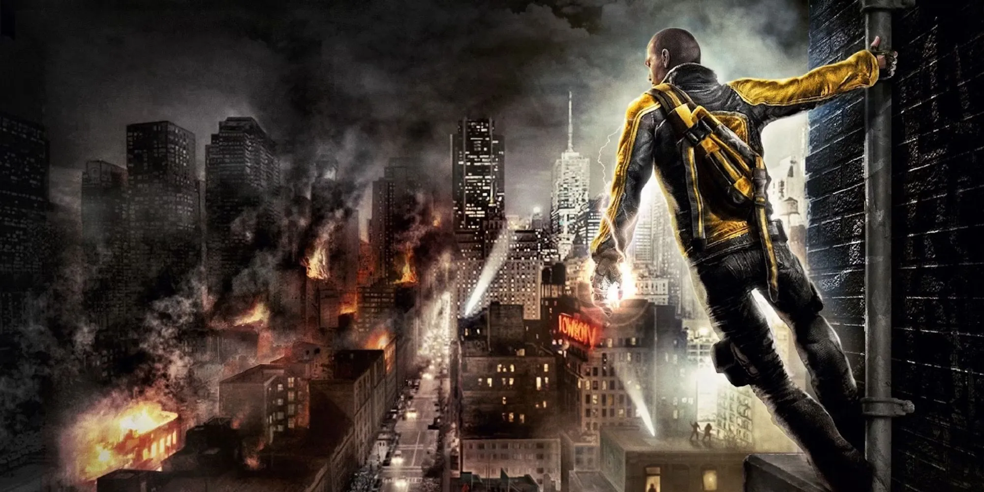 Ảnh quảng bá Cole McGrath với hiệu ứng điện, cho thấy tiềm năng đồ họa của game inFAMOUS khi được remaster cho nền tảng PC
