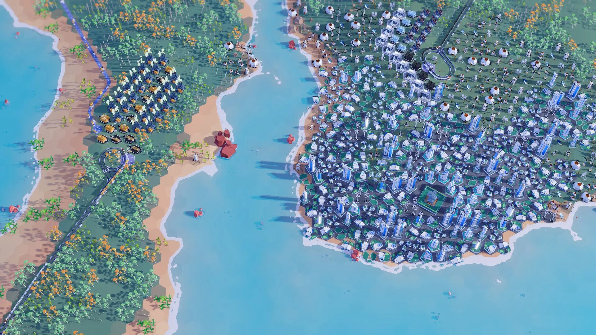 Bản đồ một khu vực đã được kiến tạo với nhà máy và hồ nước trong Plan B Terraform