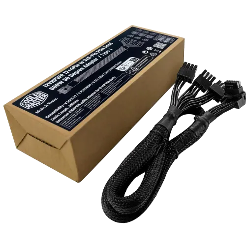 Bản vẽ 3D của bộ chuyển đổi 12VHPWR của Cooler Master màu đen
