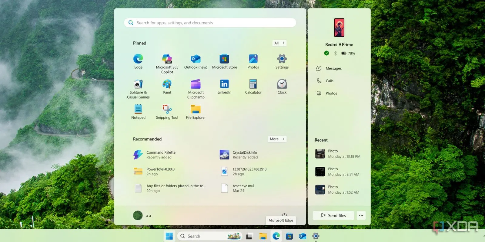 Bảng điều khiển Phone Link xuất hiện bên cạnh Start Menu Windows 11