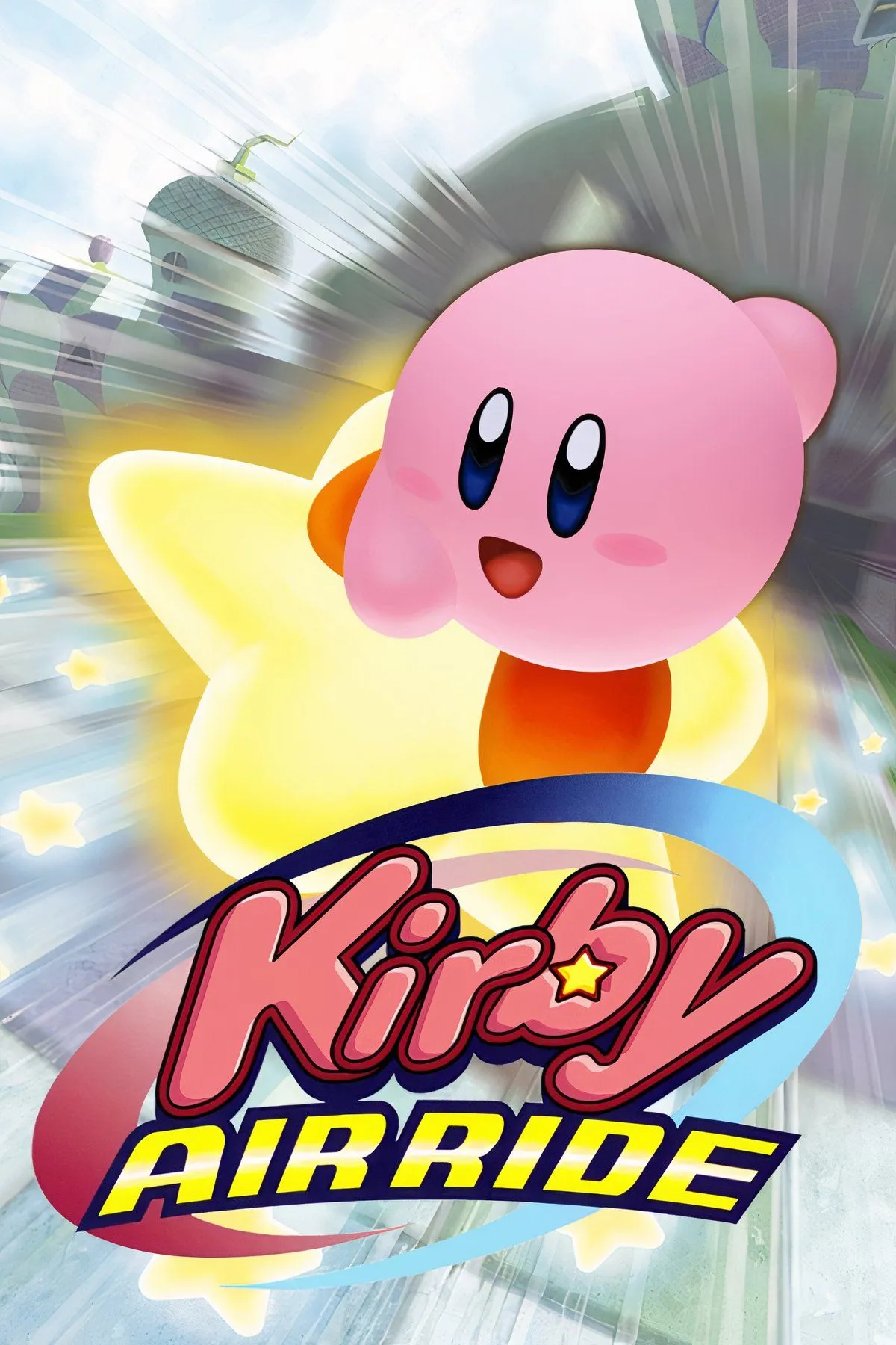Bìa đĩa soundtrack của Kirby Air Ride, với Kirby và các phương tiện đua.