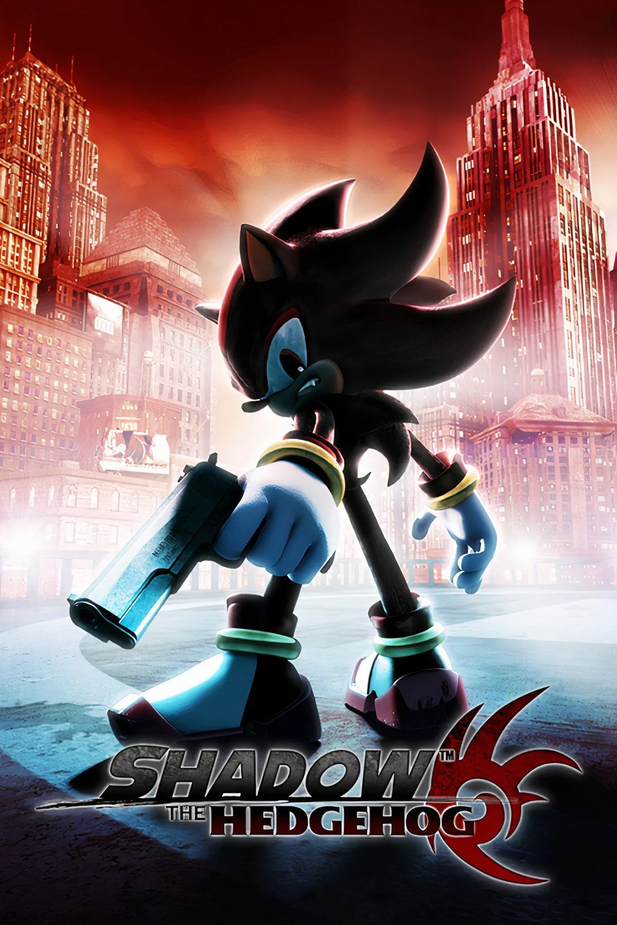 Bìa đĩa soundtrack của Shadow the Hedgehog, nổi bật hình Shadow với tông màu tối.