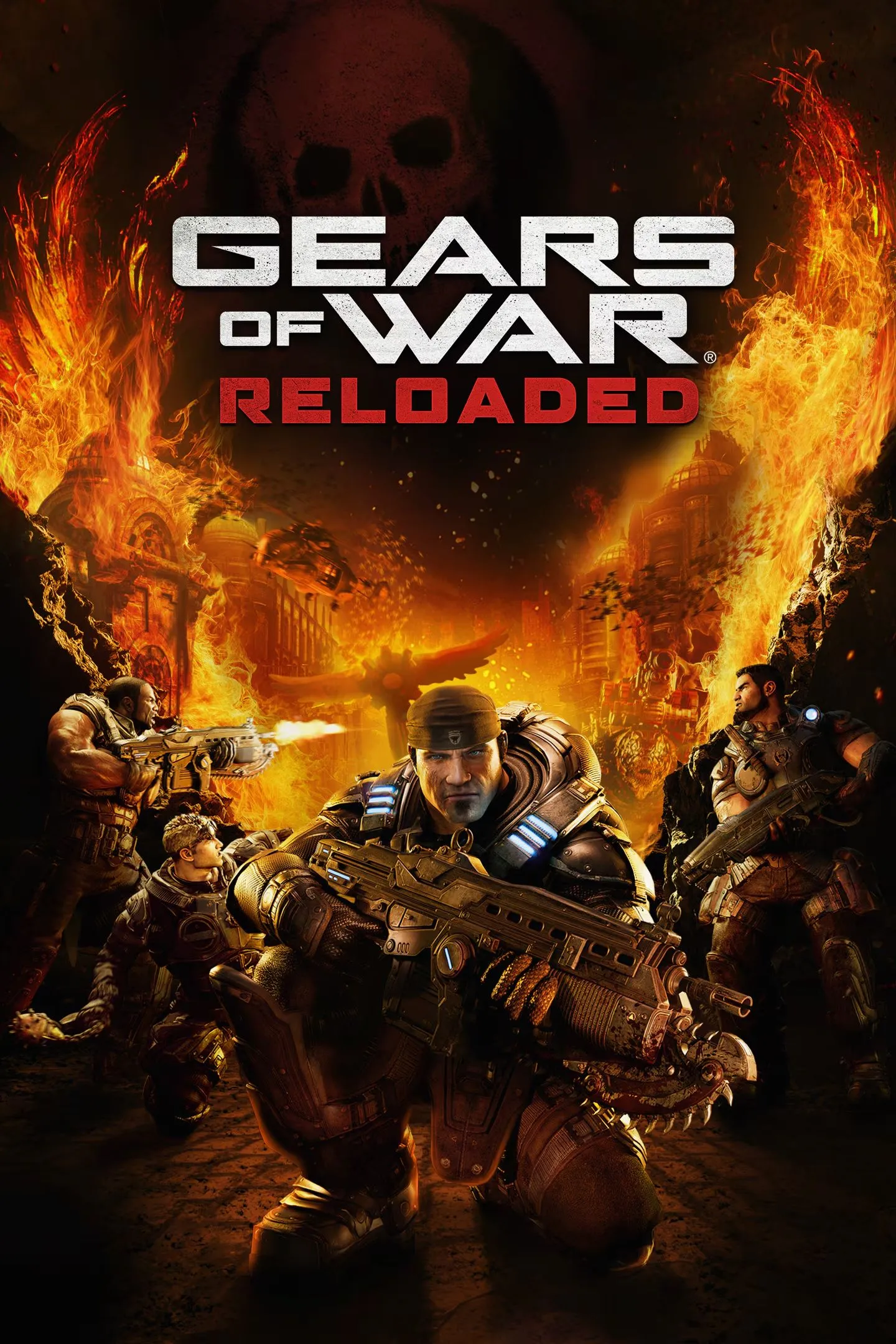 Bìa game Gears of War: Reloaded với Marcus Fenix và các chiến binh COG.