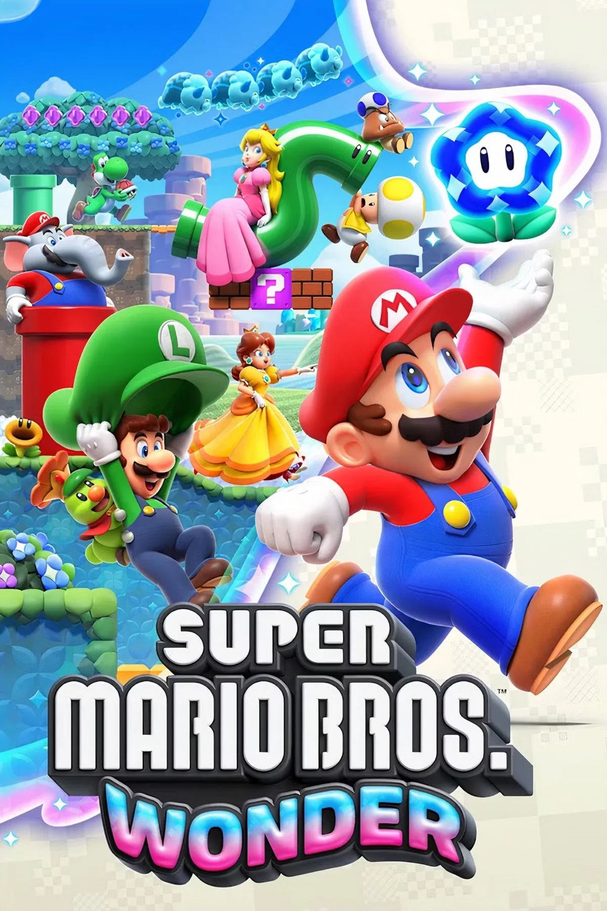 Bìa game Super Mario Bros. Wonder với sự góp mặt của Yoshi
