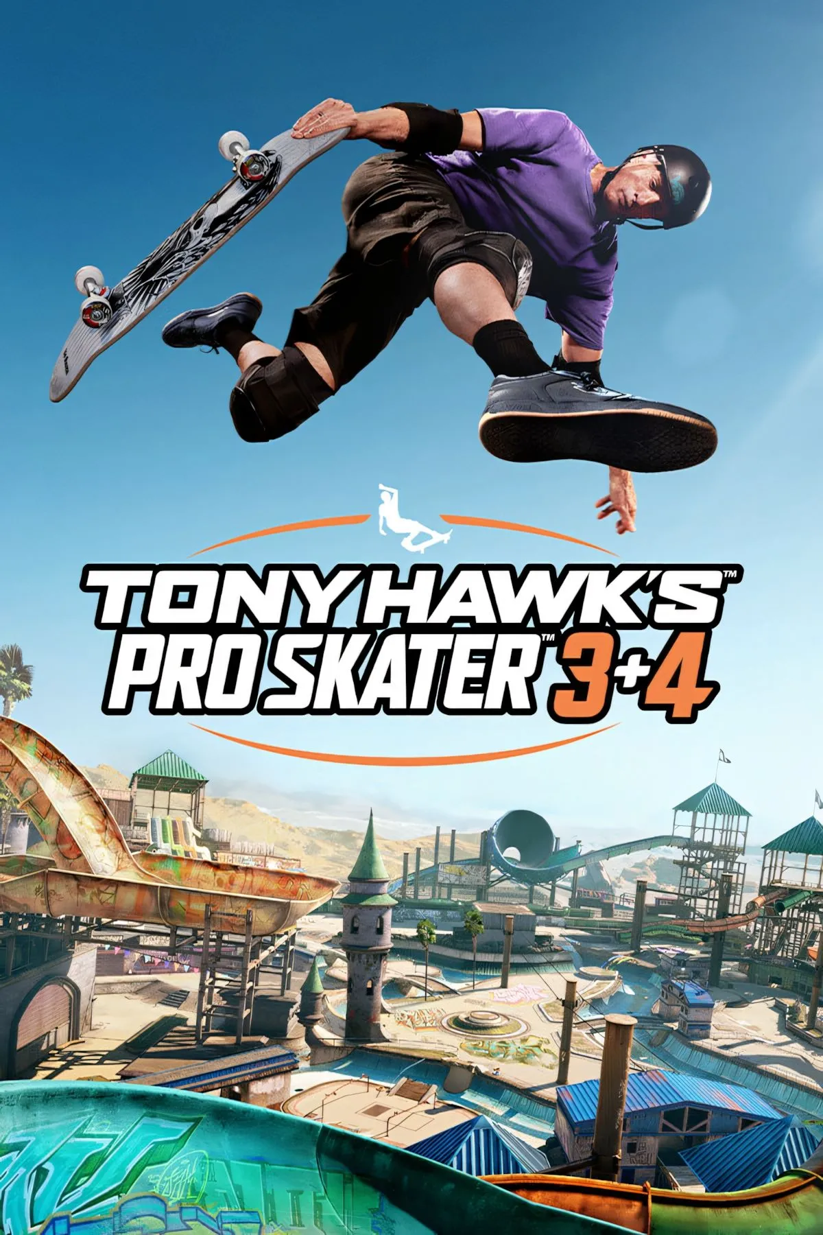 Bìa Tony Hawk's Pro Skater 3 + 4 với các skater biểu diễn kỹ năng