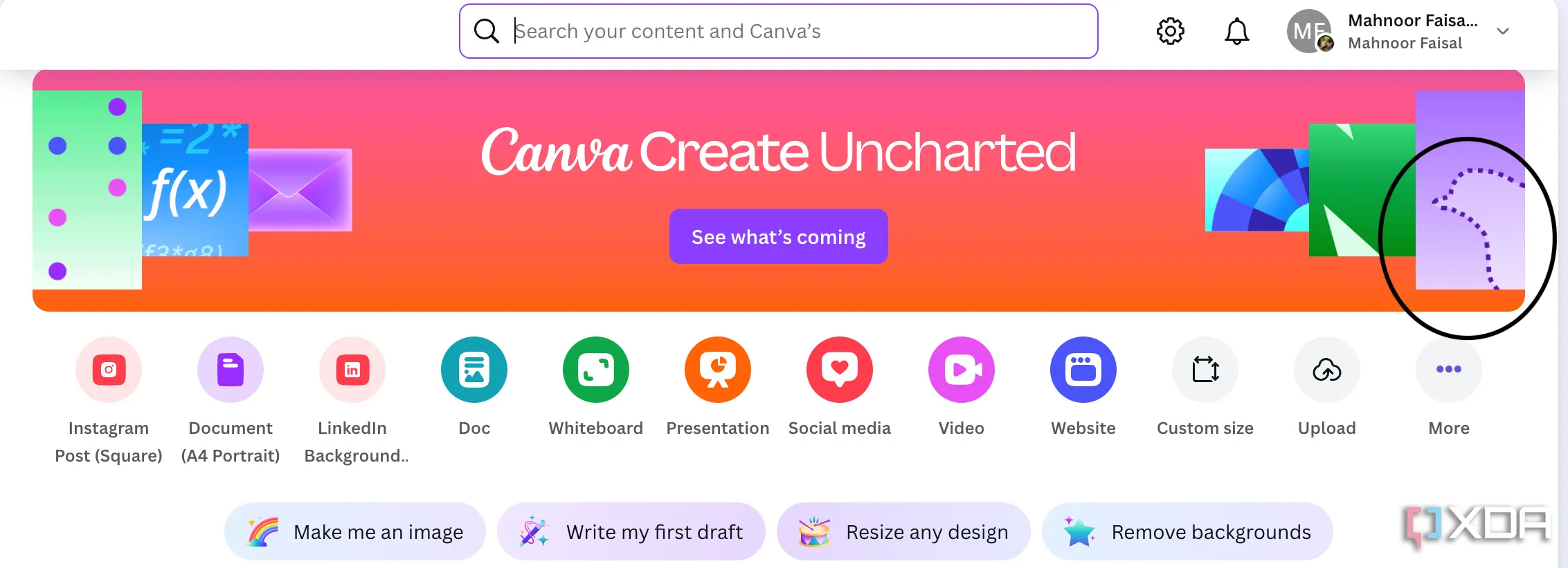 Biểu tượng để truy cập các tính năng mới của Canva Visual Suite 2.0