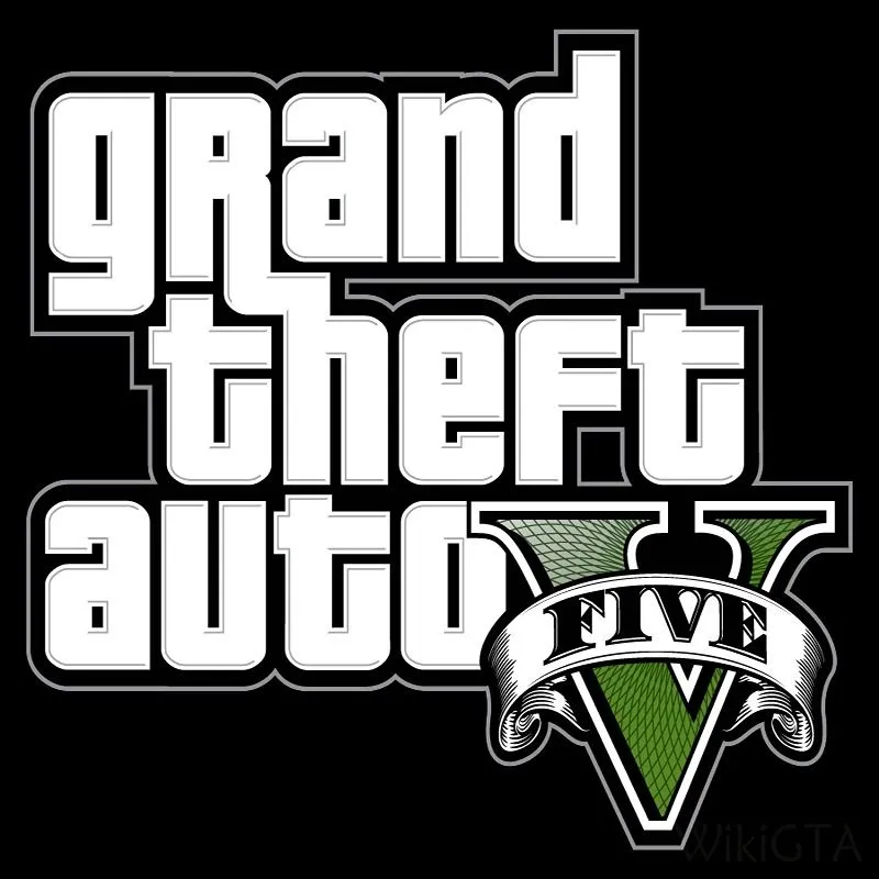 Biểu tượng game Grand Theft Auto V với hình ảnh các nhân vật chính và bối cảnh thành phố Los Santos.