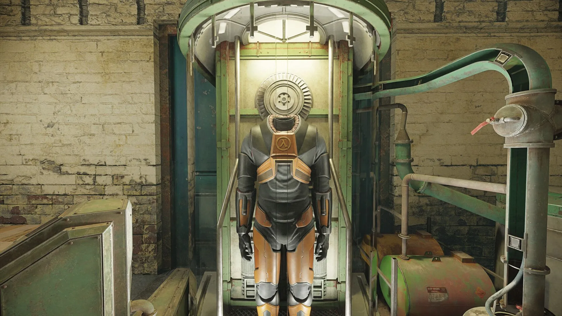 Bộ đồ HEV của Gordon Freeman với chi tiết đồ họa cải tiến trong Half-Life 2 RTX