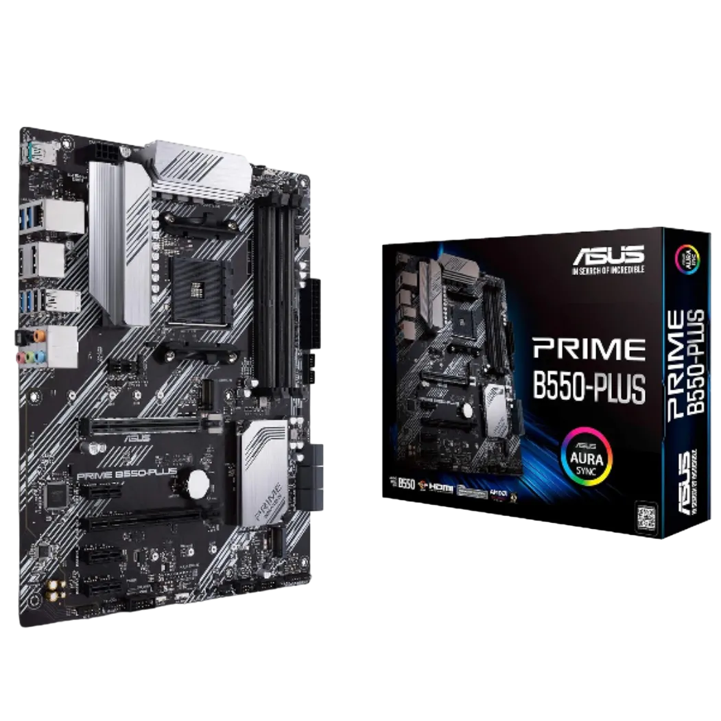 Bo mạch chủ ASUS Prime B550-PLUS với thiết kế tối giản và tản nhiệt hiệu quả