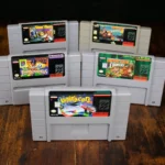 Bộ sưu tập game SNES trên giá sách