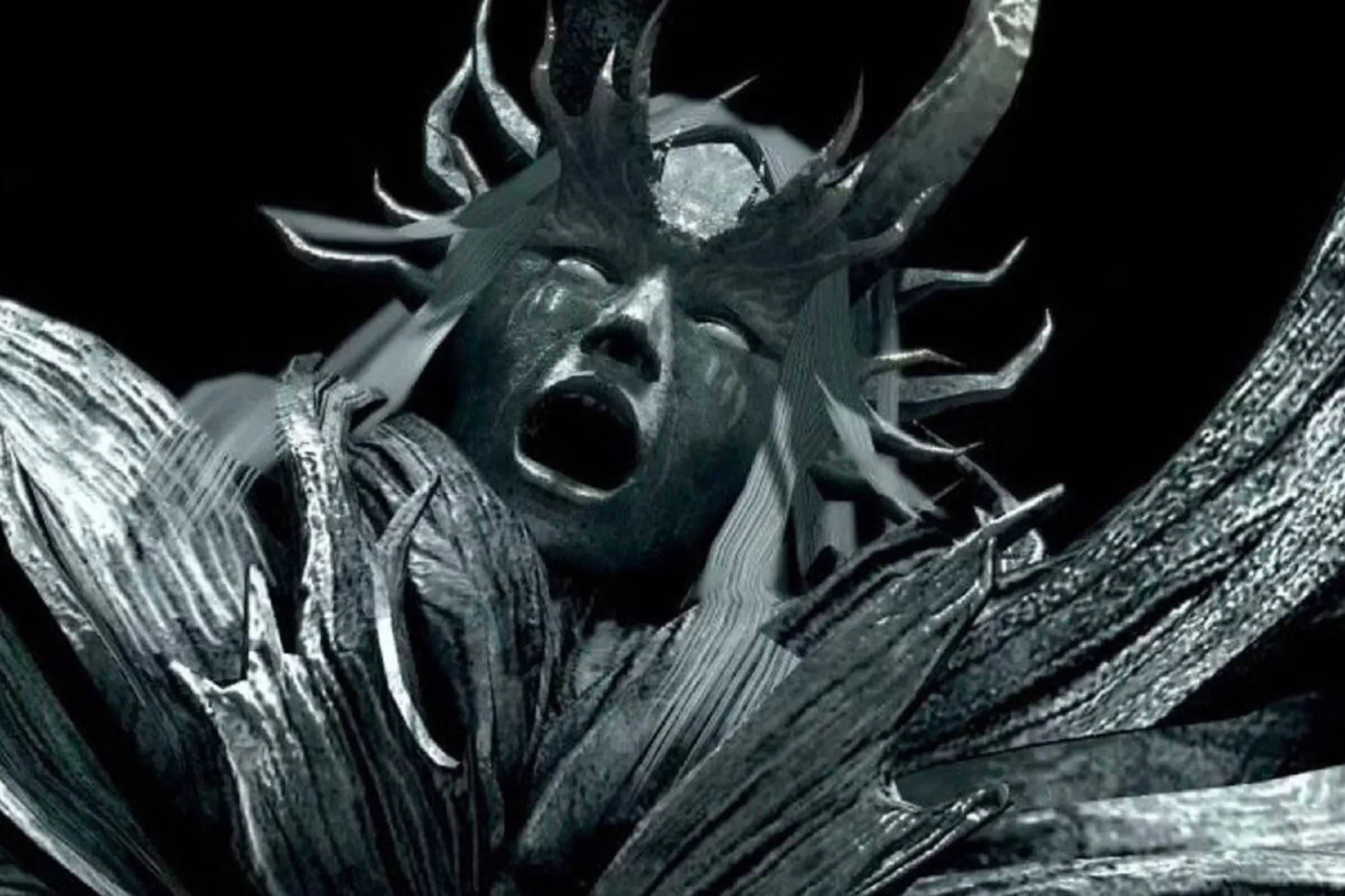 Bốn vị vua Wraith trong Dark Souls đang tấn công trong không gian Hư Vô, hình ảnh minh họa cho trận đấu The Four Kings.