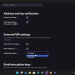 Cài đặt mã hóa và bảo mật trong ứng dụng Proton Mail trên Windows 11