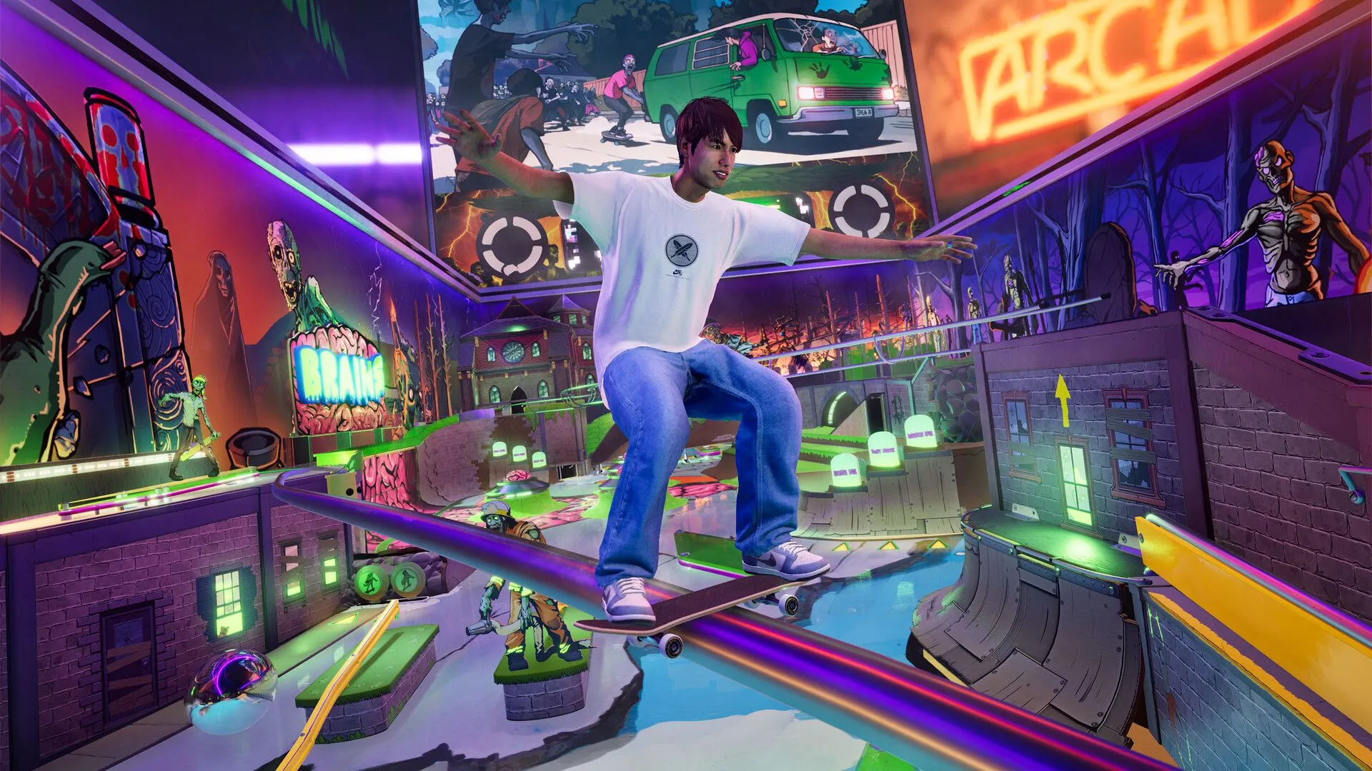 Cảnh công viên Pinball sôi động trong Tony Hawk's Pro Skater 3 + 4