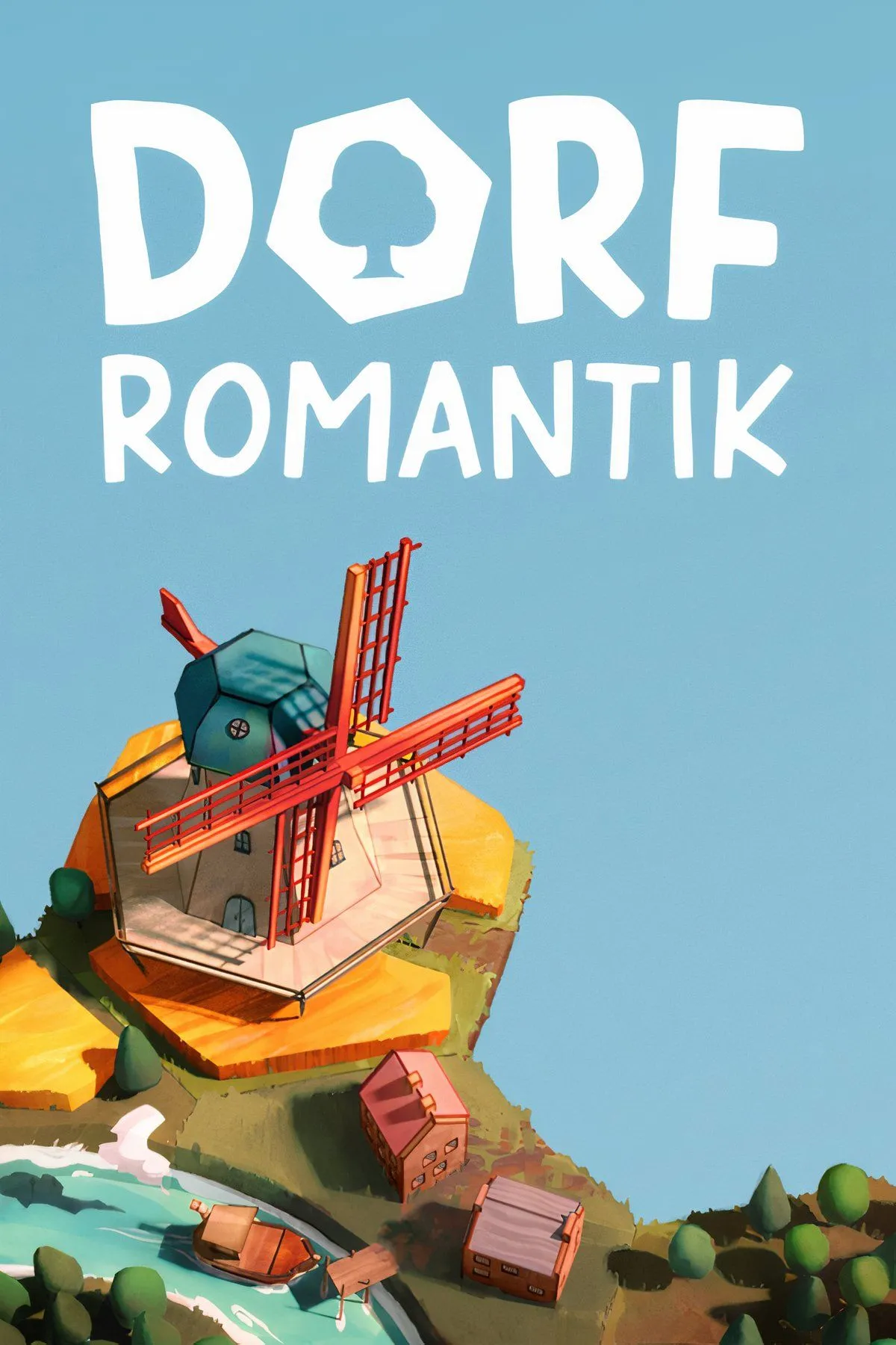 Cảnh gameplay game Dorfromantik với các ô lục giác tạo nên phong cảnh làng quê