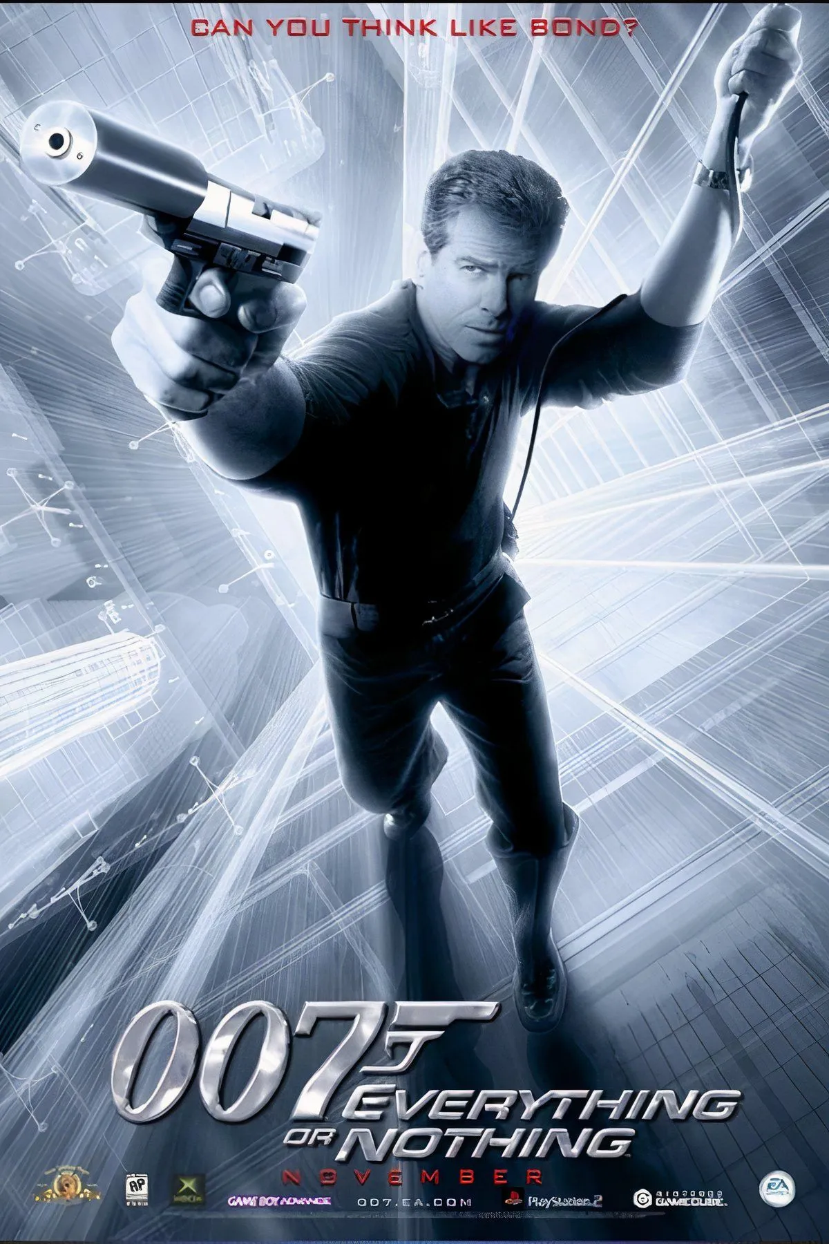 Cảnh hành động gay cấn của James Bond trong game Everything or Nothing, với phân đoạn đua xe nổi bật.
