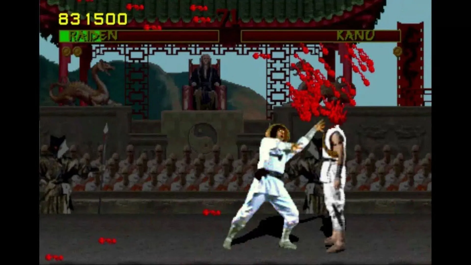 Cảnh kết liễu Fatality trong game Mortal Kombat, ví dụ điển hình của bạo lực trong game thập niên 90
