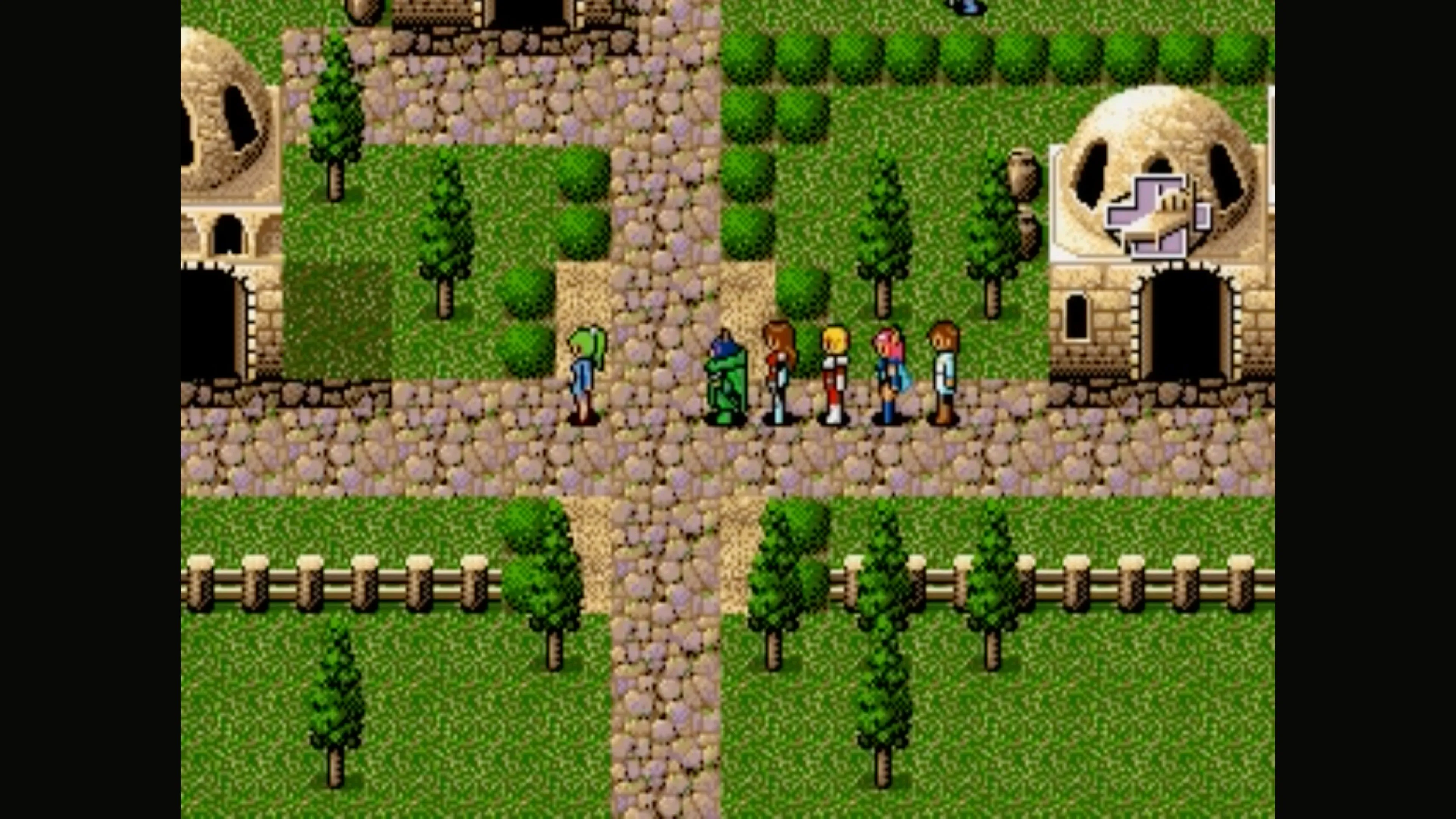 Cảnh trong Phantasy Star IV với giao diện chiến đấu theo lượt, thể hiện đồ họa pixel của game nhập vai Sega cần được nâng cấp cho PC