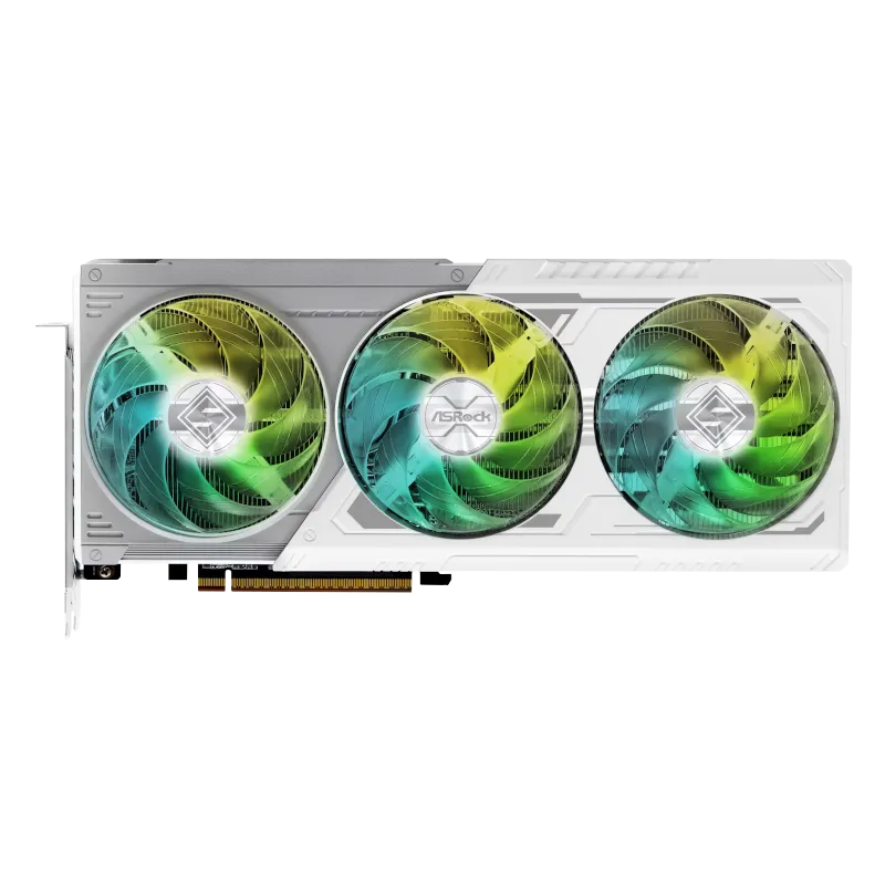 Card đồ họa ASRock Radeon RX 9070 XT Steel Legend, biểu tượng của hiệu năng cao trong phân khúc tầm trung cho trải nghiệm gaming ấn tượng.