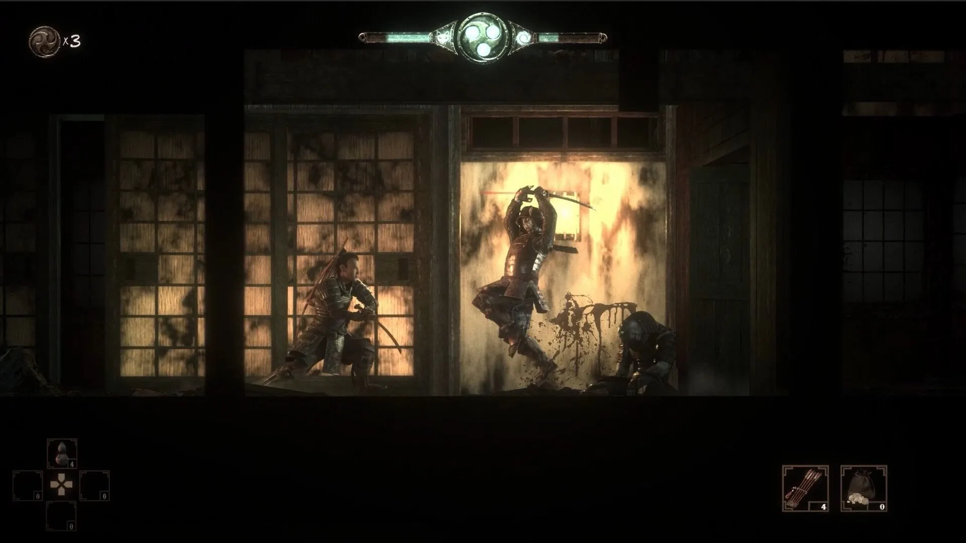 Chiến binh samurai dũng mãnh đối mặt với quỷ Oni trong tựa game The Spirit of the Samurai, thể hiện phong cách đồ họa stop-motion độc đáo.