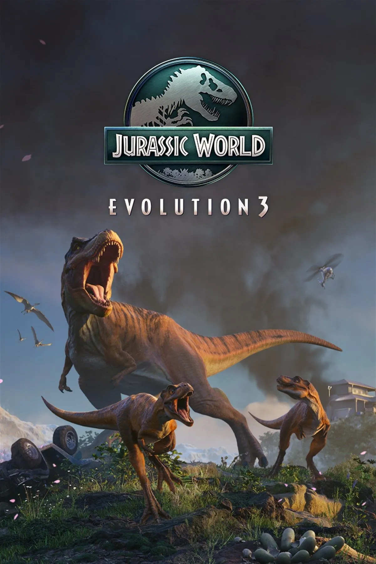 Công viên khủng long trong Jurassic World Evolution 3 với cổng vào hoành tráng và khủng long Brachiosaurus