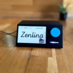 Đồng hồ Pomodoro E-ink DIY với màn hình hiển thị và nút xoay, được chế tạo từ ESP32