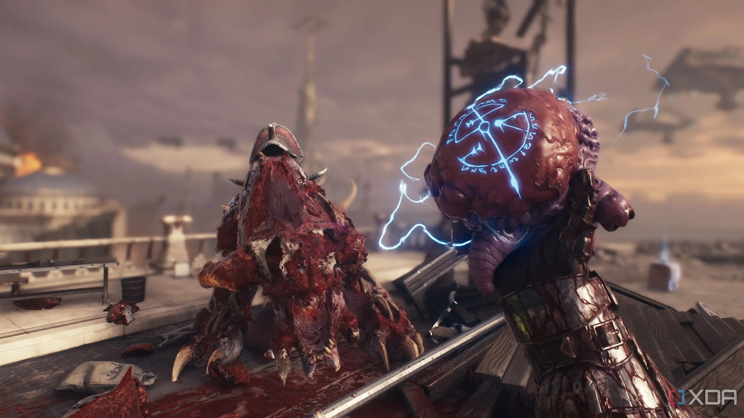Doom Slayer cầm trái tim của quỷ, biểu thị việc nhận được nâng cấp máu sau trận chiến.