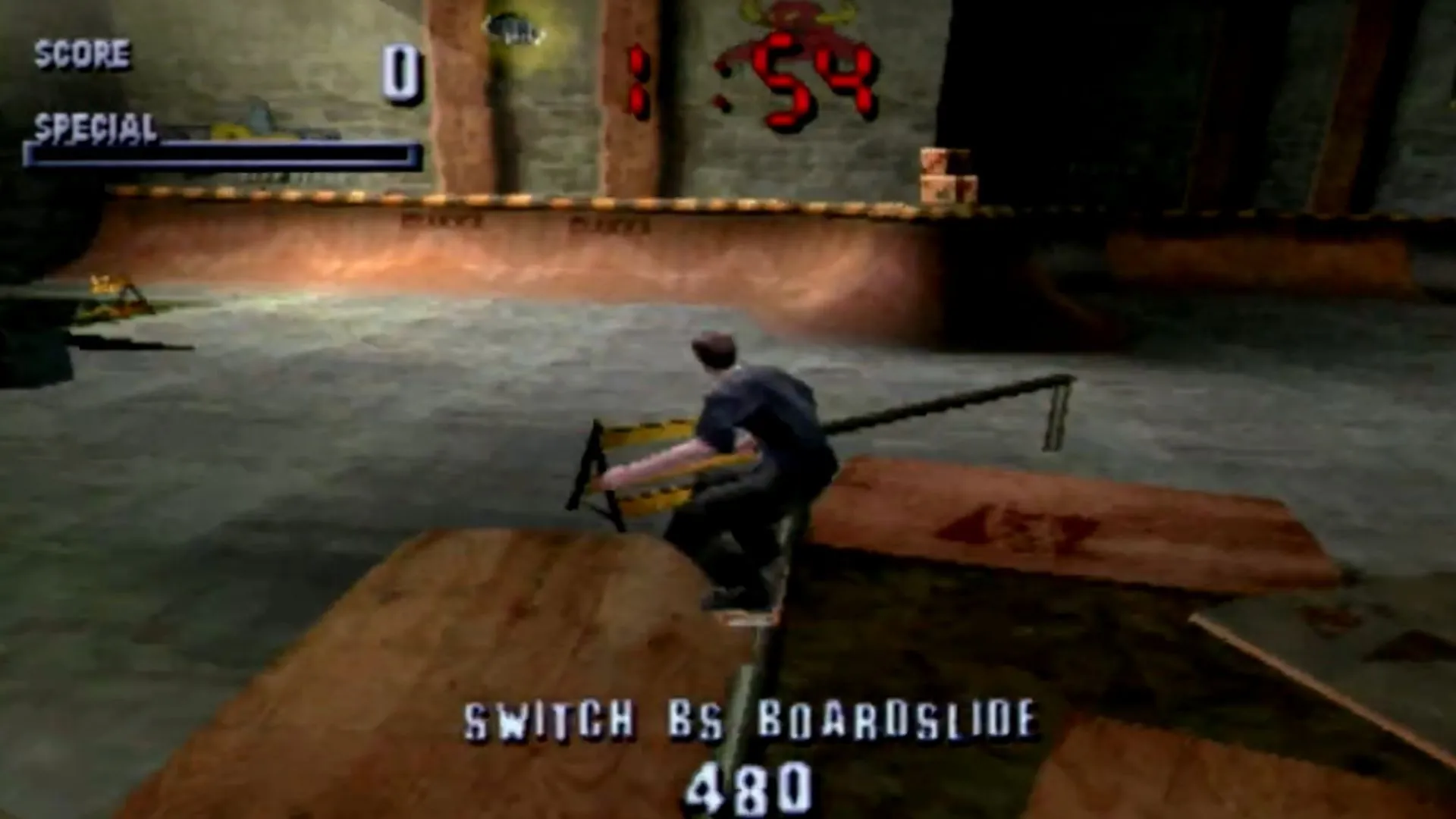 Gameplay Tony Hawk's Pro Skater: Nhân vật trượt ván đang thực hiện cú trick trên không.