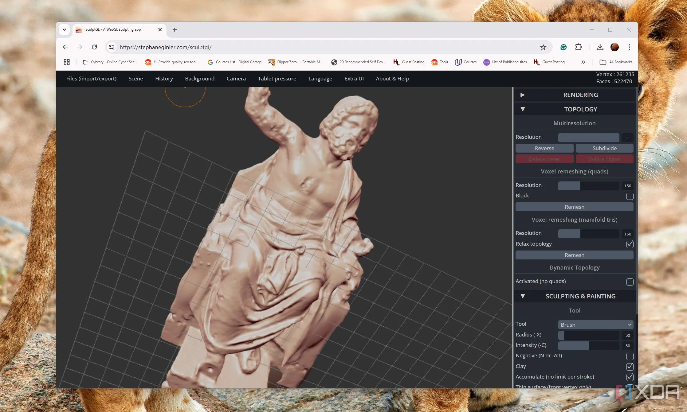 Giao diện điêu khắc mô hình 3D trực tuyến miễn phí trên SculptGL