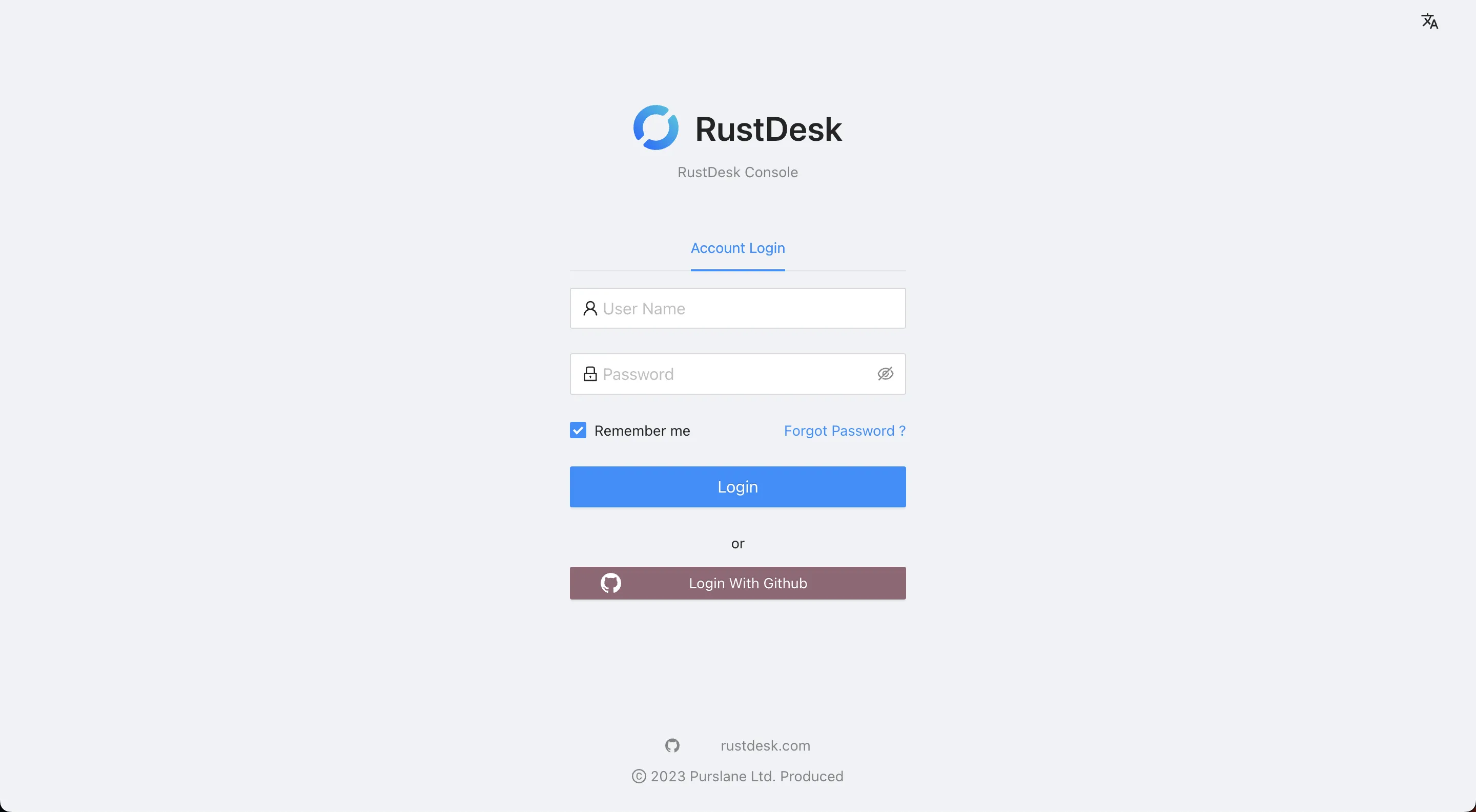 Giao diện điều khiển từ xa web của RustDesk