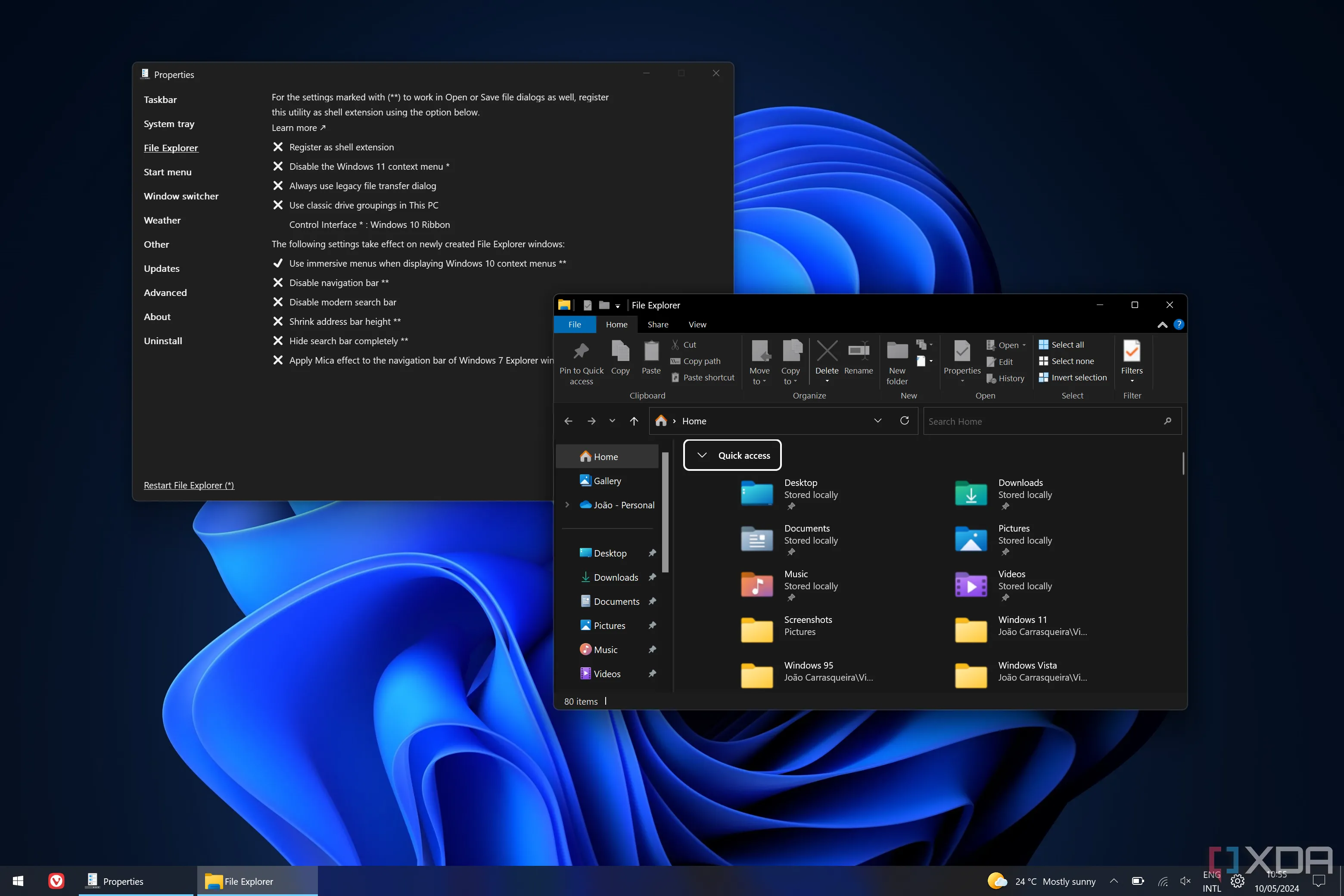 Giao diện File Explorer Ribbon phong cách Windows 10 được khôi phục trên Windows 11 bởi ExplorerPatcher