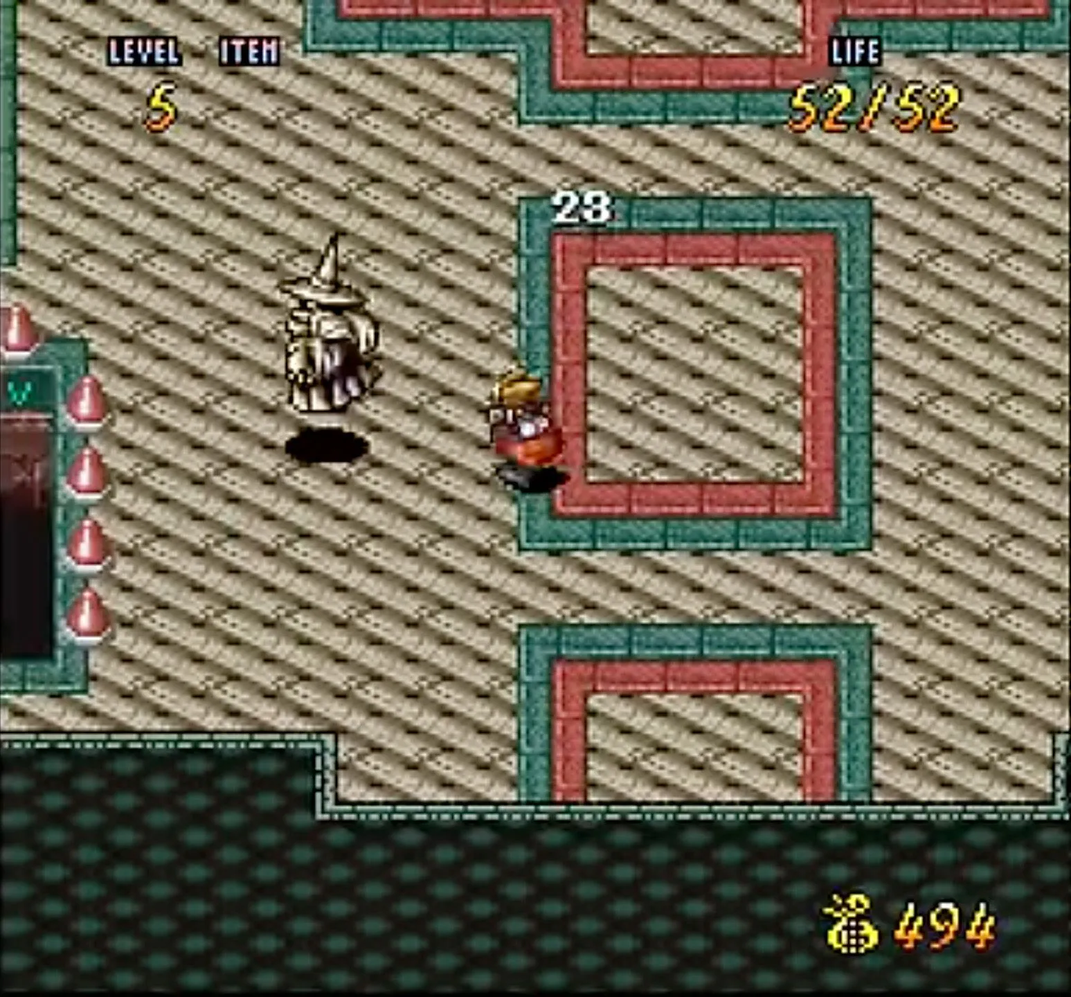 Giao diện game Terranigma trên hệ máy SNES, một tựa game nhập vai hành động với cốt truyện sâu sắc.