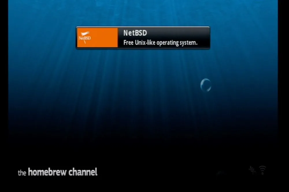 Giao diện Homebrew Channel trên Nintendo Wii, bước đầu tiên để biến máy thành web server.