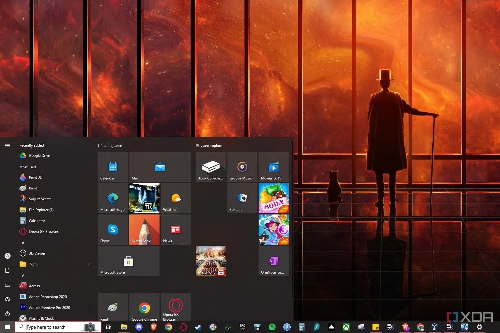 Giao diện màn hình nền và Start Menu của Windows 10, minh họa cho tình trạng các chương trình khởi động chậm do SSD quá nhiệt.