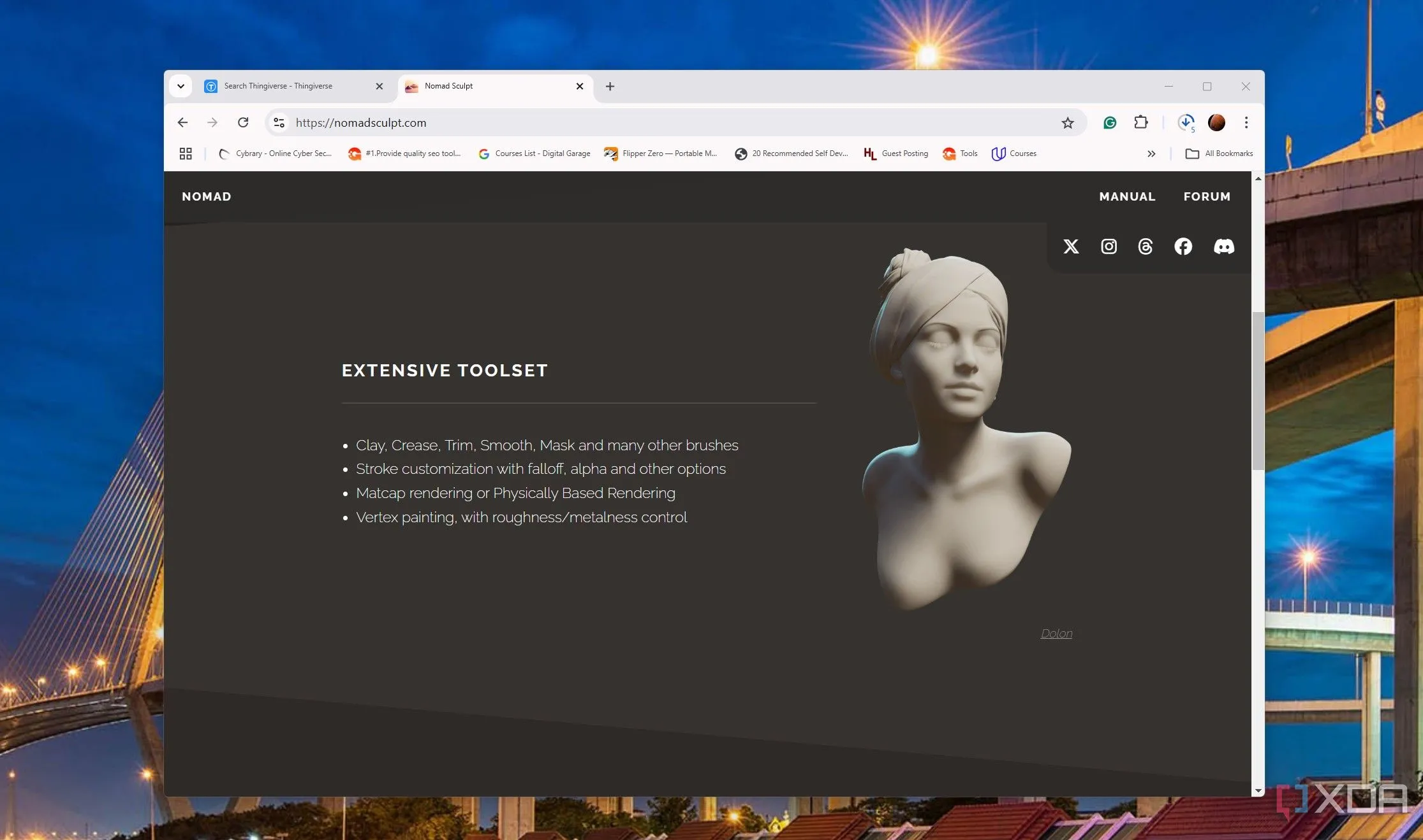 Giao diện người dùng của ứng dụng điêu khắc 3D Nomad Sculpt trên thiết bị di động