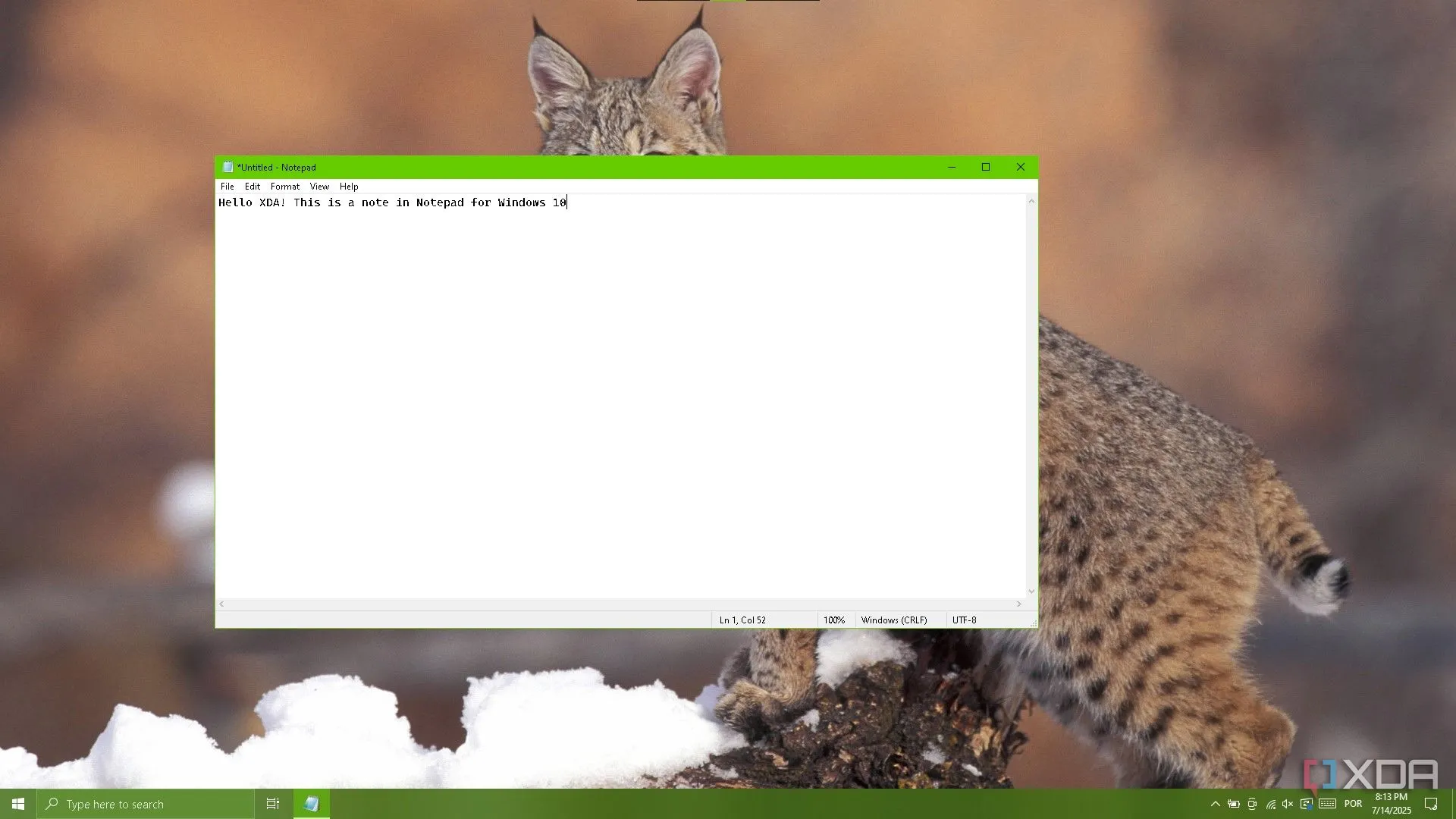 Giao diện Notepad đơn giản trên Windows 10
