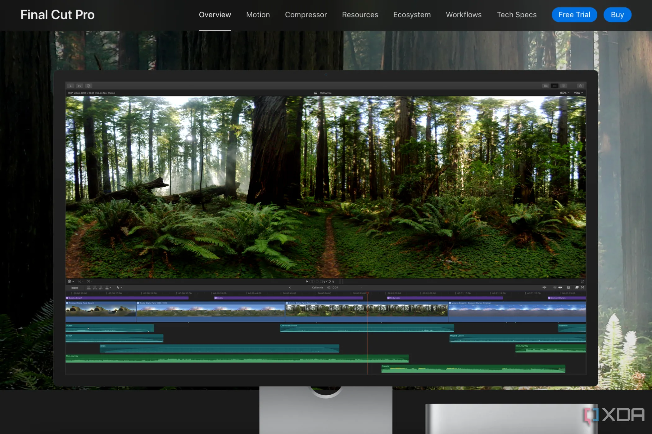 Giao diện phần mềm chỉnh sửa video Final Cut Pro, minh họa công việc sáng tạo đòi hỏi tốc độ xử lý dữ liệu cao của SSD PCIe Gen 5.
