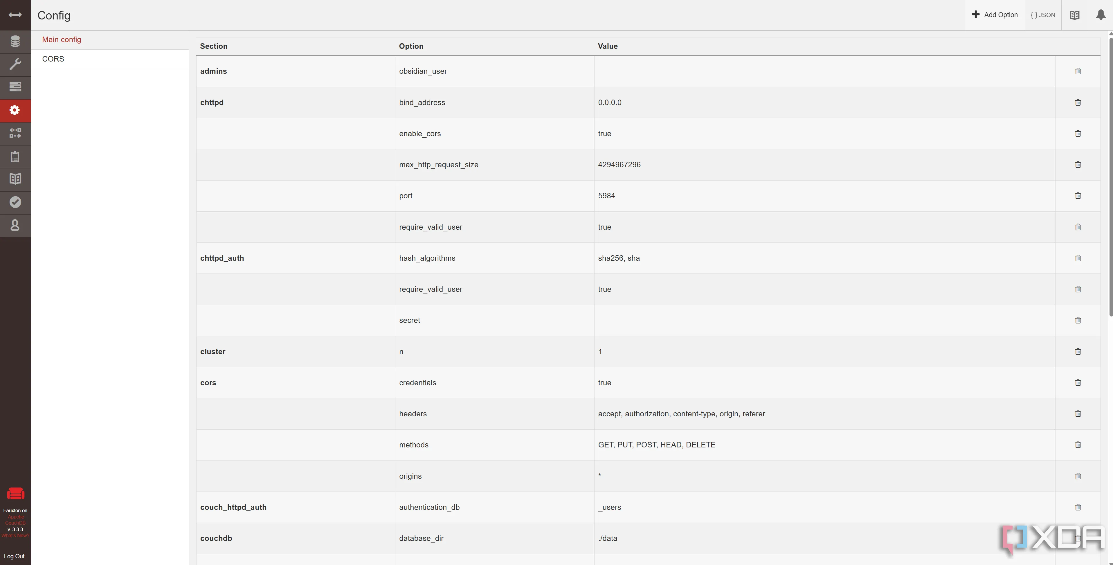Giao diện tạo database mới trong CouchDB cho Obsidian LiveSync.