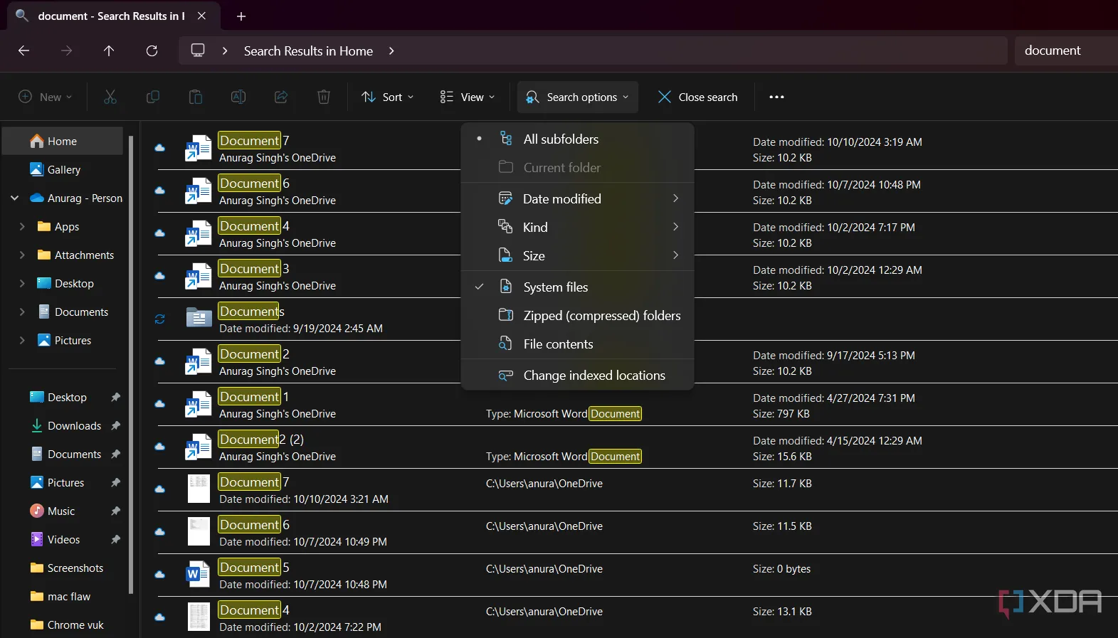Giao diện tìm kiếm với các bộ lọc trong File Explorer của Windows, minh họa việc tìm kiếm chậm chạp và khó khăn khi quản lý dữ liệu lớn.