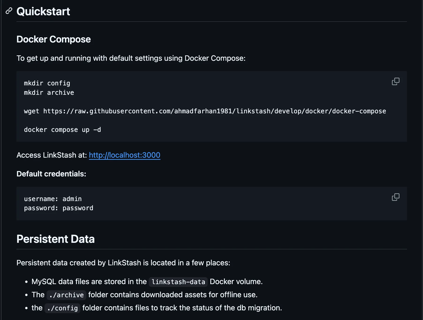 Giao diện trang GitHub của LinkStash, thể hiện đây là dự án mã nguồn mở và dễ dàng truy cập.