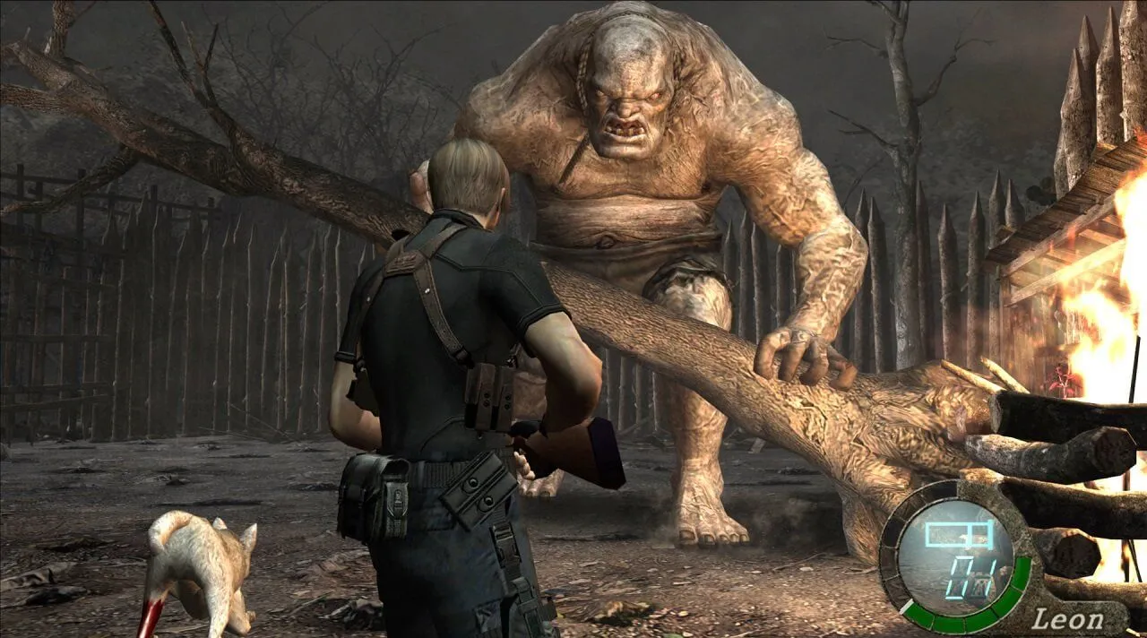 Góc nhìn qua vai trong Resident Evil 4, thể hiện cơ chế bắn súng đặc trưng