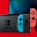 Hệ máy Nintendo Switch và màn hình TV hiển thị giao diện game, minh họa trải nghiệm chơi game trên console của Nintendo.
