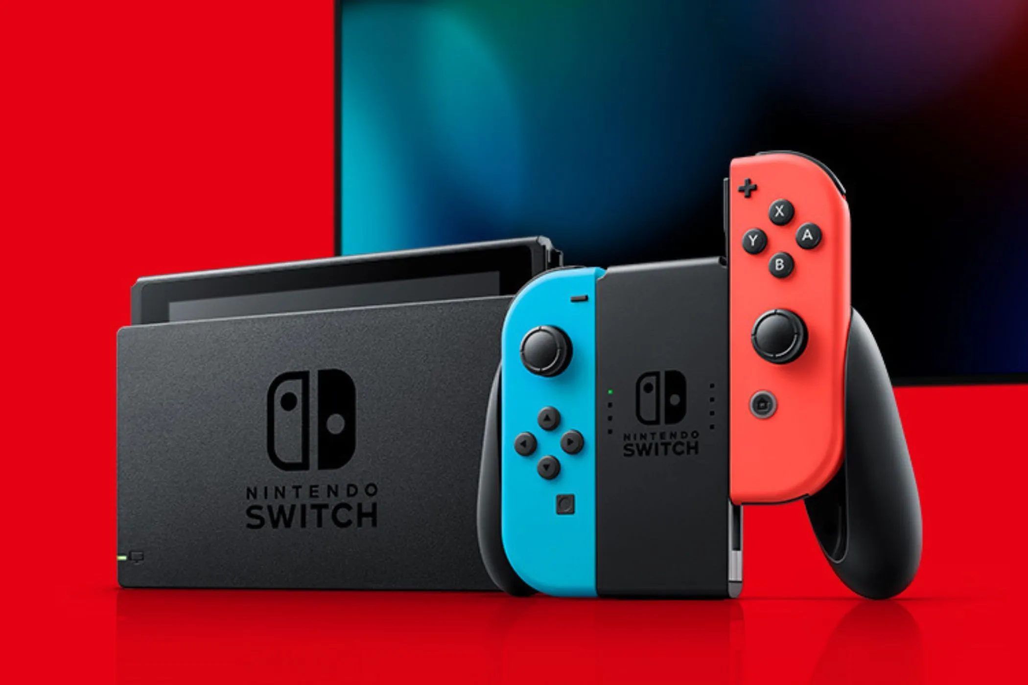 Hệ máy Nintendo Switch và màn hình TV hiển thị giao diện game, minh họa trải nghiệm chơi game trên console của Nintendo.