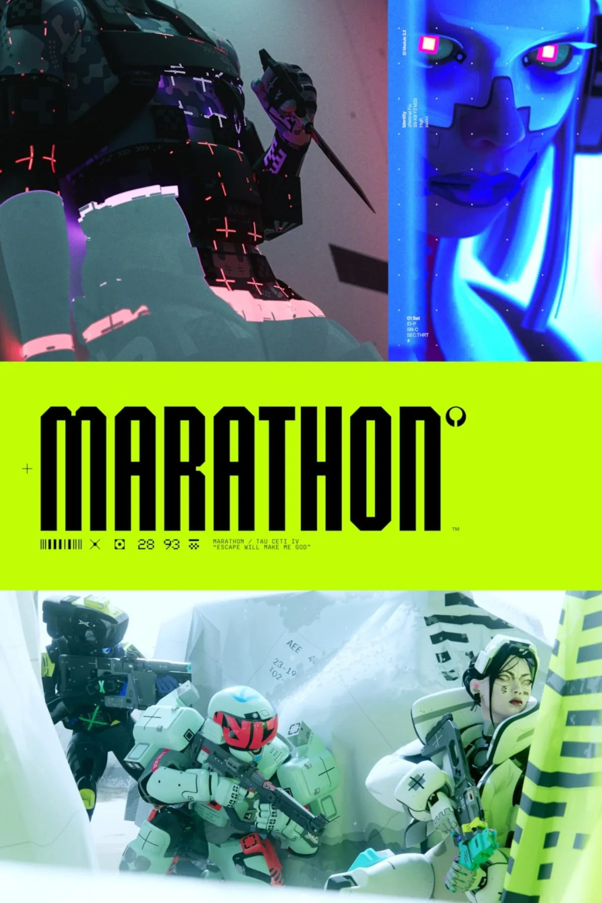 Hình ảnh bìa của game Marathon, hiển thị phong cách đồ họa và logo game.