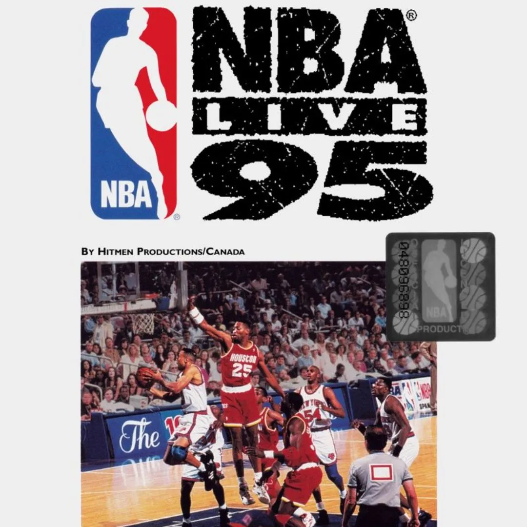 Hình ảnh bìa của tựa game bóng rổ kinh điển NBA Live 95 trên Super Nintendo