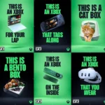 Hình ảnh quảng bá chiến dịch "This is an Xbox" thể hiện khả năng chơi game Xbox Game Pass trên đa nền tảng như TV, laptop và điện thoại di động.