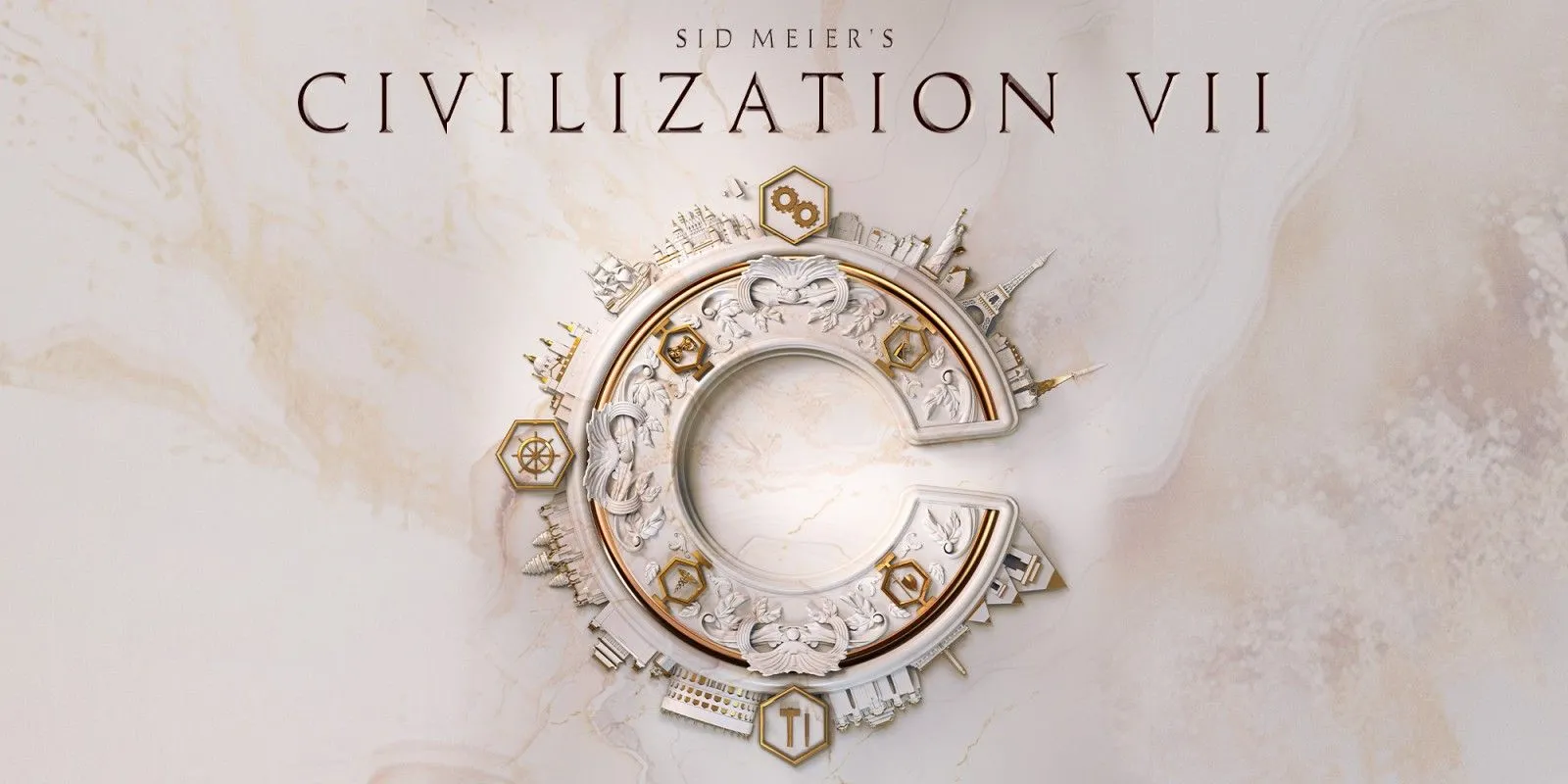 Hình ảnh quảng bá game Civilization 7 mô tả một thành phố cổ đại với kiến trúc đa dạng, biểu tượng cho sự phát triển văn minh