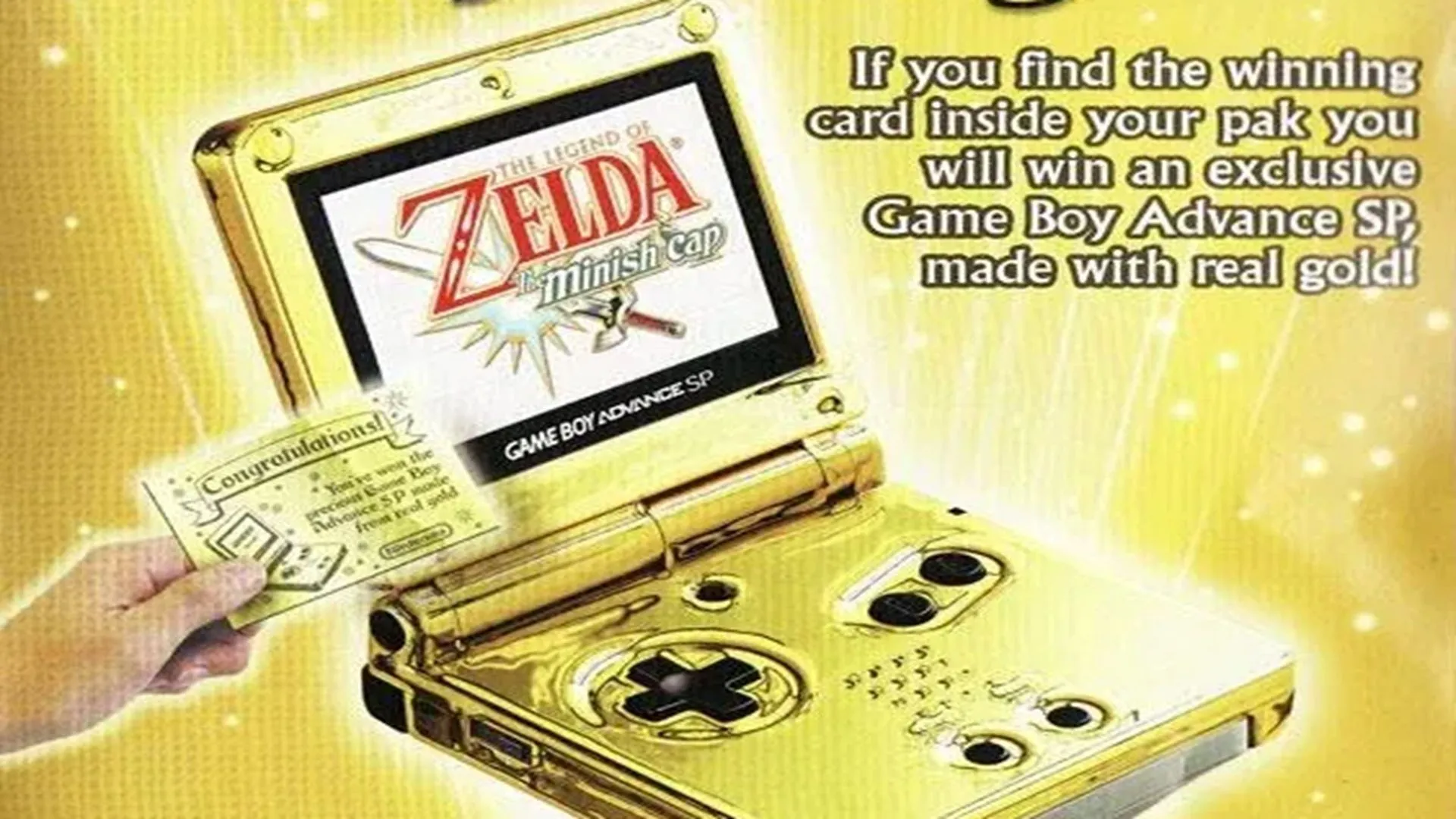 Hình ảnh quảng cáo cuộc thi tặng Game Boy Advance SP mạ vàng 24K