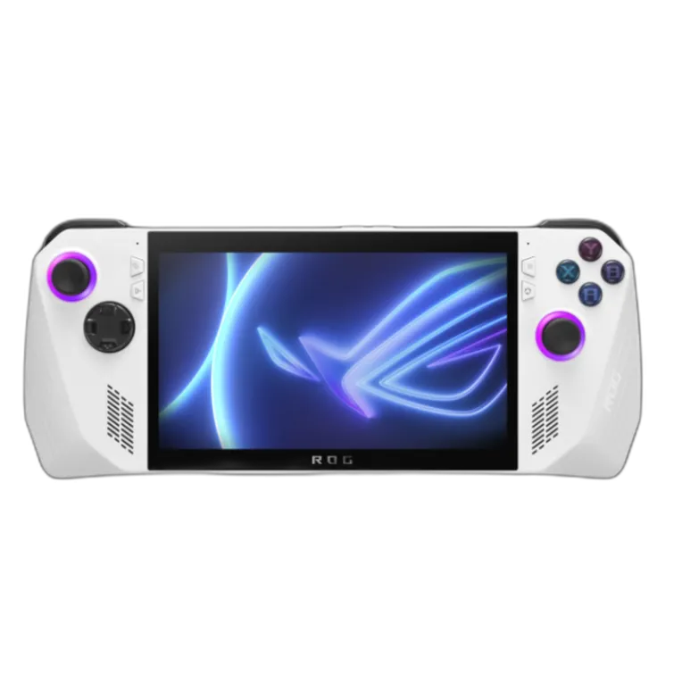 Hình ảnh render của máy chơi game cầm tay Asus ROG Ally với thiết kế hiện đại và công thái học.
