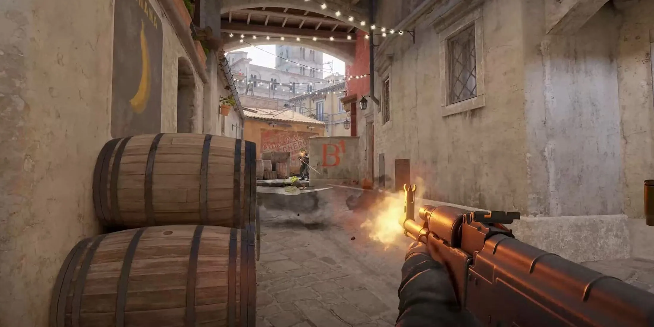Hình ảnh súng AK-47 trong Counter-Strike 2, minh họa cho việc trò chơi có yêu cầu cấu hình khiêm tốn, giúp nhiều người chơi dễ dàng tiếp cận.