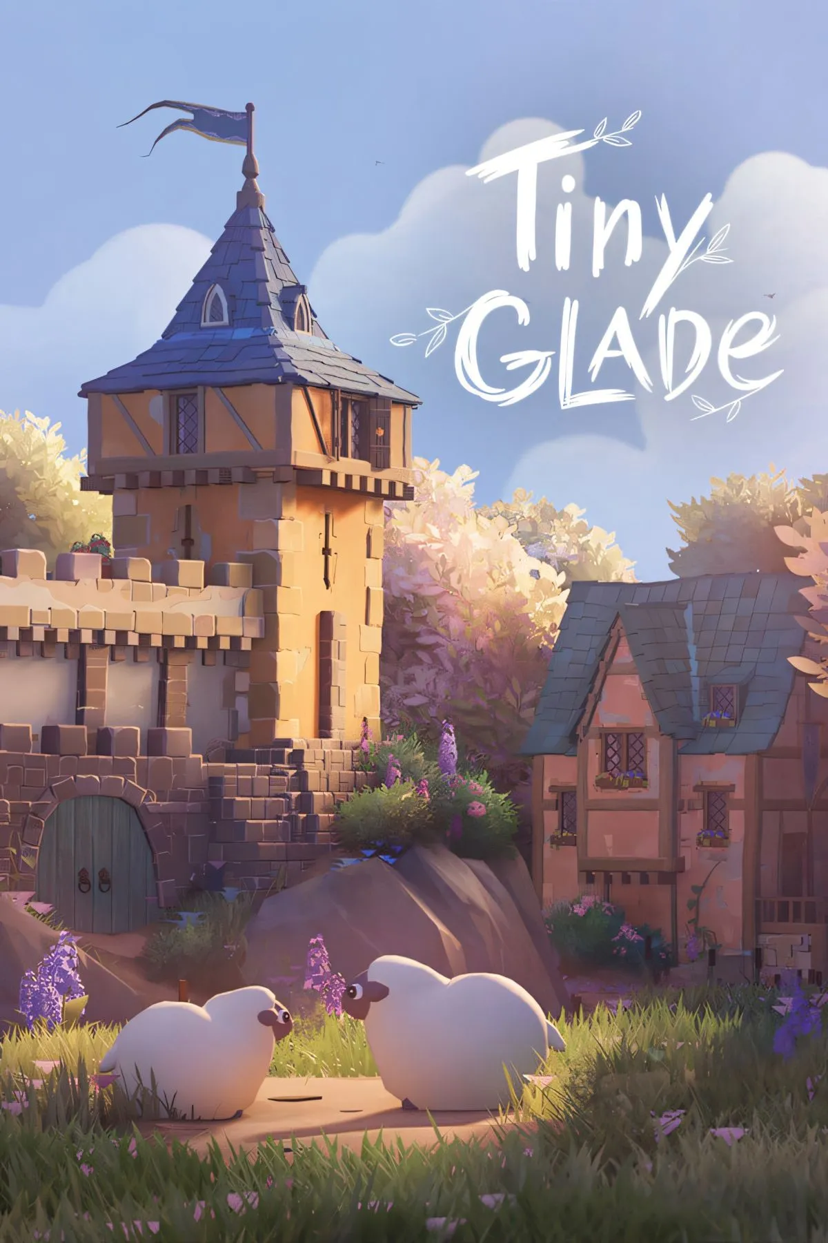 Hình ảnh trang bìa Tiny Glade mô tả một lâu đài nhỏ với kiến trúc độc đáo, đặt trong khung cảnh thiên nhiên thơ mộng
